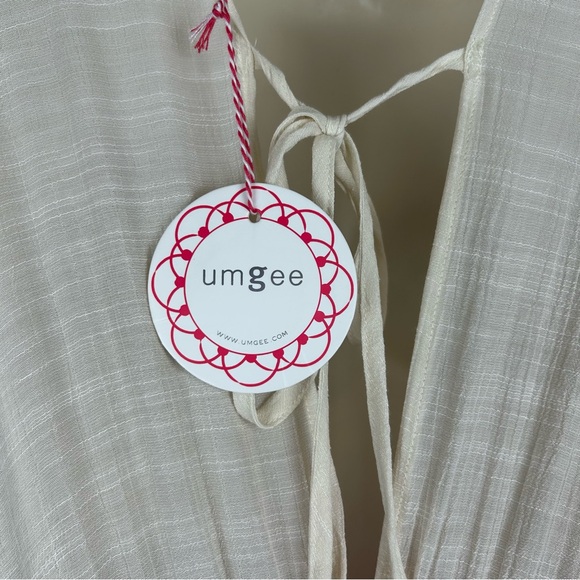 NWT Umgee Color Block Deep V Tied Back Tiered Mini Dress sz L Boho Beachy Gypsy - Picture 7 of 15